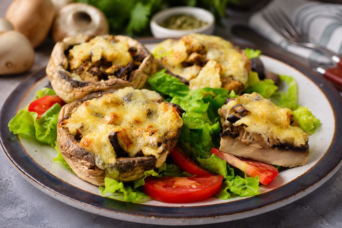 ciuperci umplute cu legume la airfryer